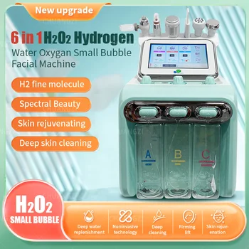 6in1 Çok Fonksiyonlu Cilt Bakımı Cihazı Anti-Aging Küçük Kabarcık H2O2 Hidrojen Güzellik Makinesi Hydra su jeti Peeling