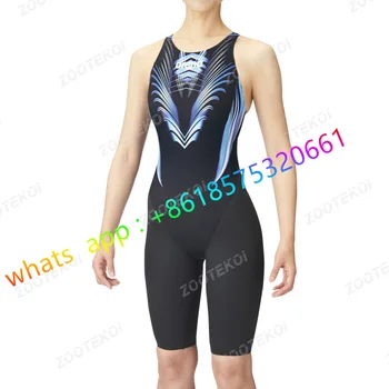 Kadın Tek Parça Pro Eğitim Spor Mayo Diz boyu Spor Mayo Triatlon Bodysuit Yaz Bikini Plaj Kıyafeti Mayo