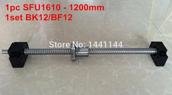 SFU1610-1200mm Ballscrew işlenmiş ucu + BK12 / BF12 Destek CNC