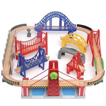 HER Türlü Ahşap Demiryolu Seti Aksesuarları Köprü Ahşap Parça Tren Secene Eğitici Oyuncaklar Çocuklar Çocuklar İçin Hediye