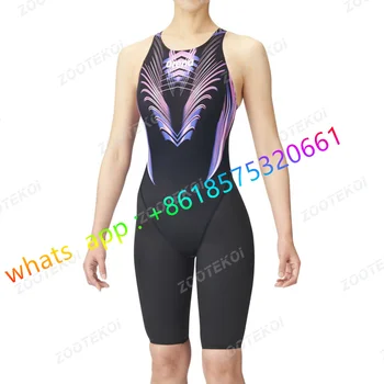 Kadın Tek Parça Pro Eğitim Spor Mayo Diz boyu Spor Mayo Triatlon Bodysuit Yaz Bikini Plaj Kıyafeti Mayo
