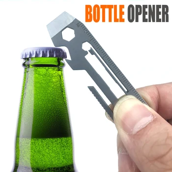7 in 1 EDC Gadget şişe açacağı Anahtarlık Anahtarı Paslanmaz Çelik Yürüyüş Kamp Açık Cep Araçları Çok Fonksiyonlu Anahtar