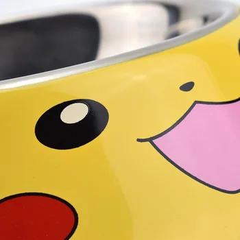 Pet Köpek Kedi Paslanmaz Çelik Kase 30cm Pokemon Pikachu Anime Figürleri Sofra kaymaz Gıda Su Dökülme Besleyici Yalıtım Pot