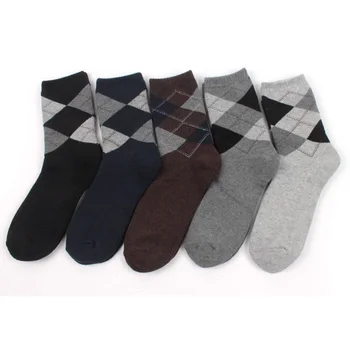 5 Pairs Kış Kalınlaşma erkek Pamuk Çorap Sıcak Elmas Klasik Bölüm varis çorabı Erkekler Boyutu 38-44
