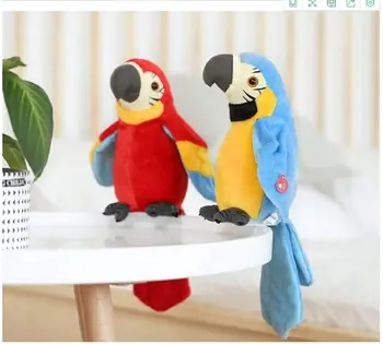 Elektrikli Konuşan Papağan peluş oyuncak Kuş Sallayarak Kanatları Sevimli Konuşan Komik Telaffuz Elektrikli Hayvan peluş oyuncak Çocuklar için Hediye