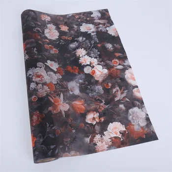 48.5 * 4 Metre Olmayan dokuma Kumaş Çiçek Desen Sarma Bezi Çiçekçi Buket Zanaat DIY Vintage Çin Su Geçirmez Paket Kağıt