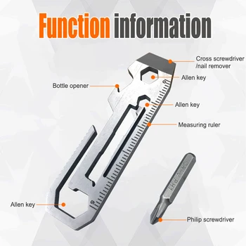 7 in 1 EDC Gadget şişe açacağı Anahtarlık Anahtarı Paslanmaz Çelik Yürüyüş Kamp Açık Cep Araçları Çok Fonksiyonlu Anahtar
