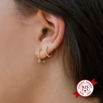 925 Ayar Gümüş Kulak Toka Trompet / Orta altın halka küpe Minimalist Kadın Moda Yüksek Kaliteli Takı Doğum Günü Hediyeleri