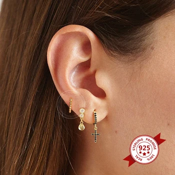 925 Ayar Gümüş Kulak Toka Trompet / Orta altın halka küpe Minimalist Kadın Moda Yüksek Kaliteli Takı Doğum Günü Hediyeleri