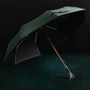Kristal Kafa Katlanır Şemsiye kadın Şemsiye Güneşli Şemsiye Kadın Bayanlar Rüzgar Geçirmez Lüks Parapluie Yağmur Dişli Mini Parapluie