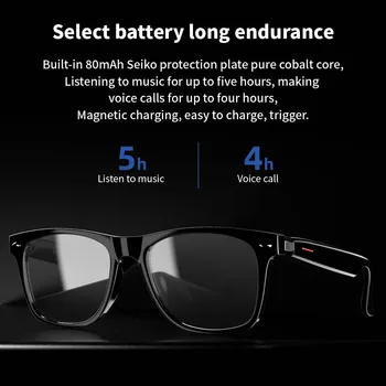 ZK50 akıllı gözlük: mavi ışık filtreleme polarize güneş gözlüğü lensler ses dahili mikrofon ve hoparlörler dokunmatik ve ses asistanı
